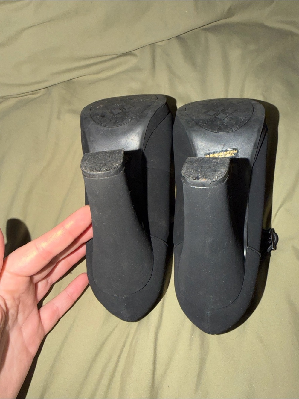 Black Mary Jane Block Heel Pumps with Ankle Strap - Picture 7 of 7